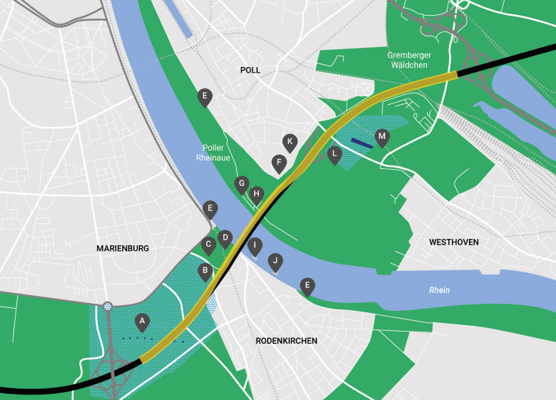 Aufsicht auf Rodenkirchener Brücke